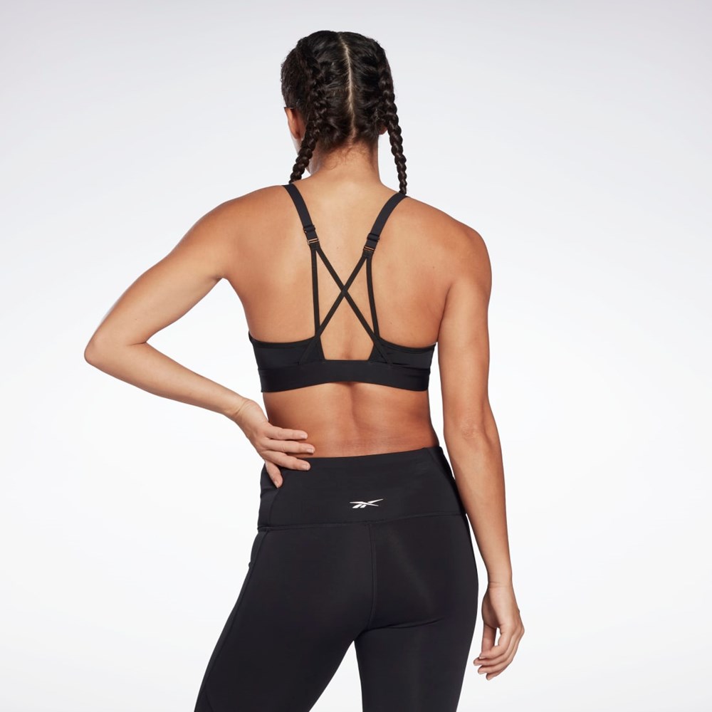 Reebok Reebok Lux Z Paskami Sports Bra Czarne | GRNQ-92785