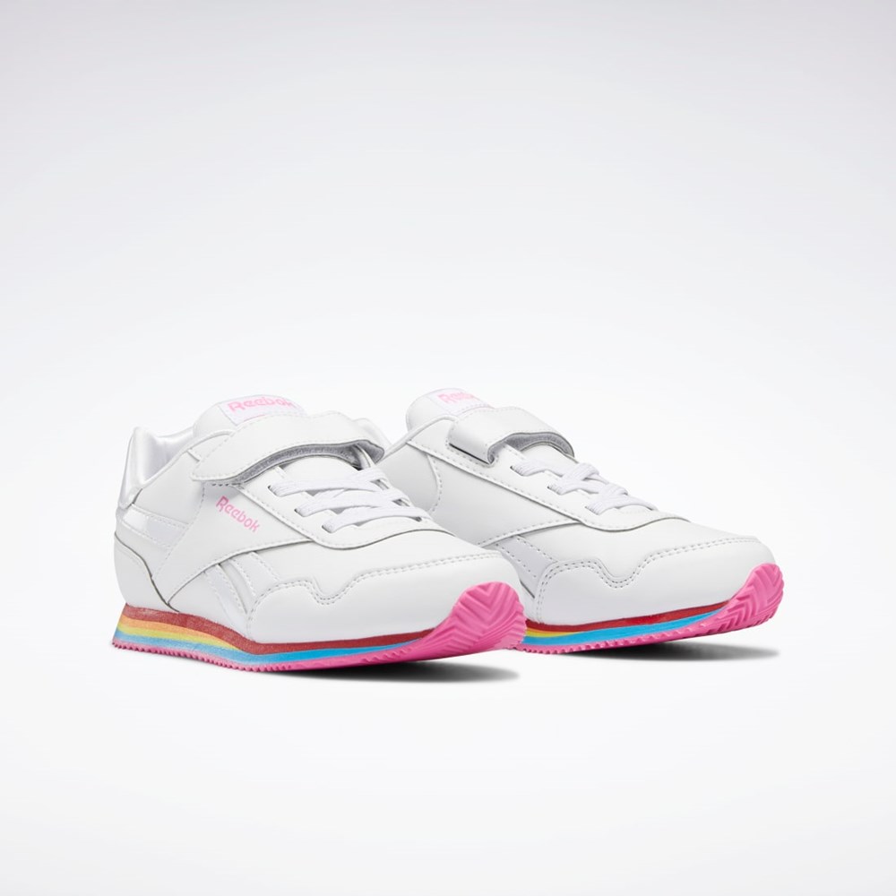 Reebok Reebok Royal CL Jog 3 1V Shoes - Preschool Białe Białe Różowe | HZKJ-57806