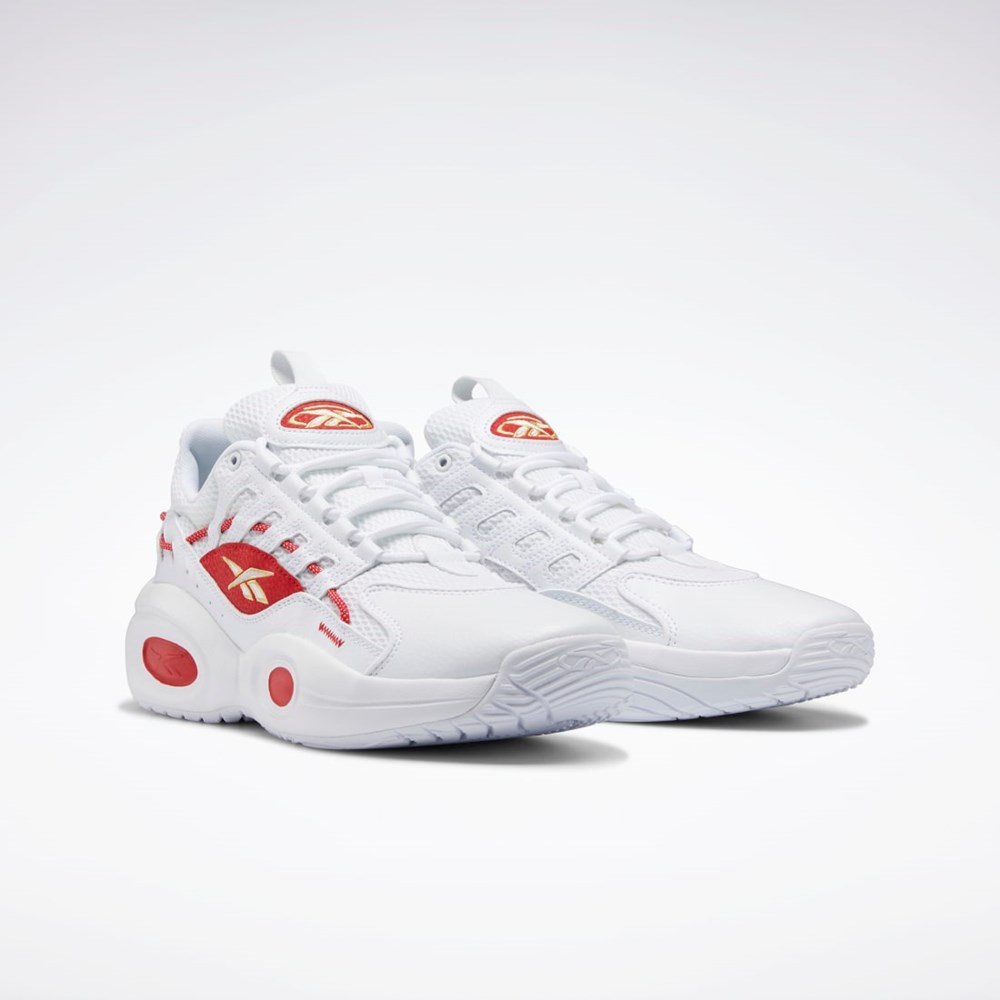 Reebok Reebok Solution Mid Basketball Shoes Białe Czerwone Złote | WQLV-71524