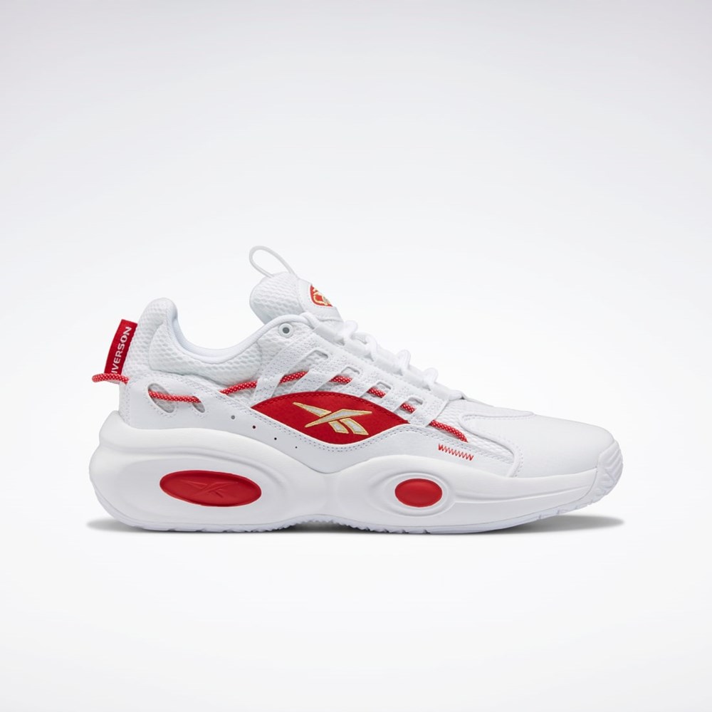 Reebok Reebok Solution Mid Basketball Shoes Białe Czerwone Złote | WQLV-71524