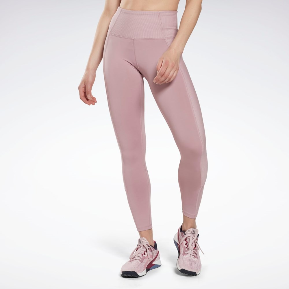 Reebok Rib High-Rise Leggings Infused Lilac | QWOL-49687