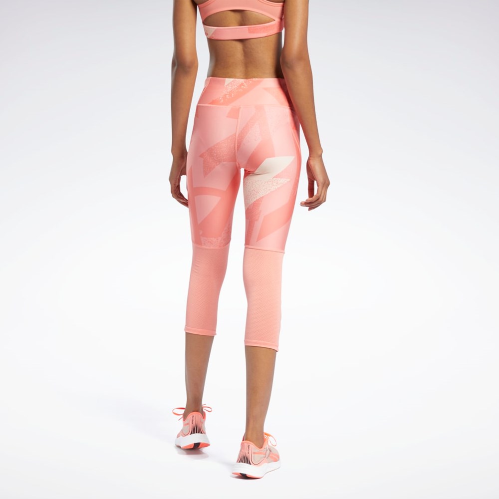 Reebok Run Essentials Allover Print 3/4 Leggings Koralowe | AEVX-18950