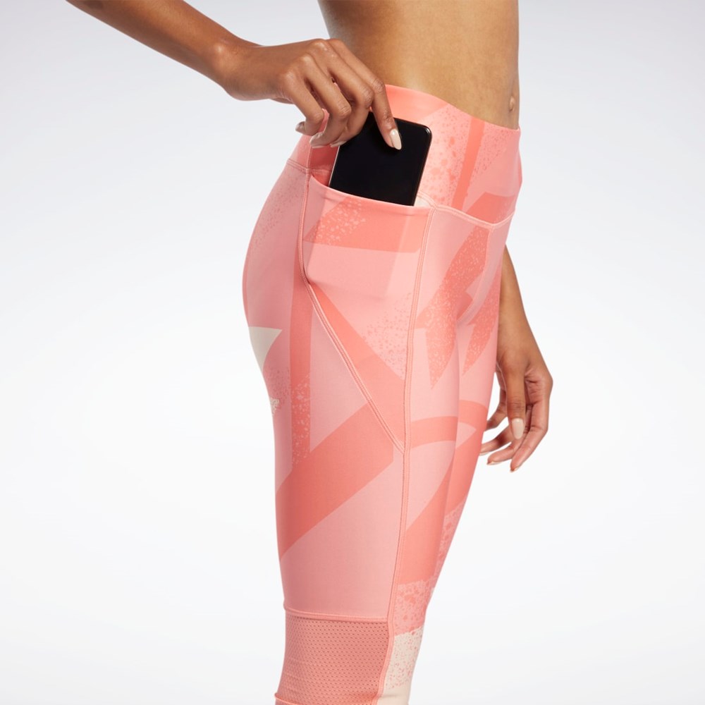 Reebok Run Essentials Allover Print 3/4 Leggings Koralowe | AEVX-18950