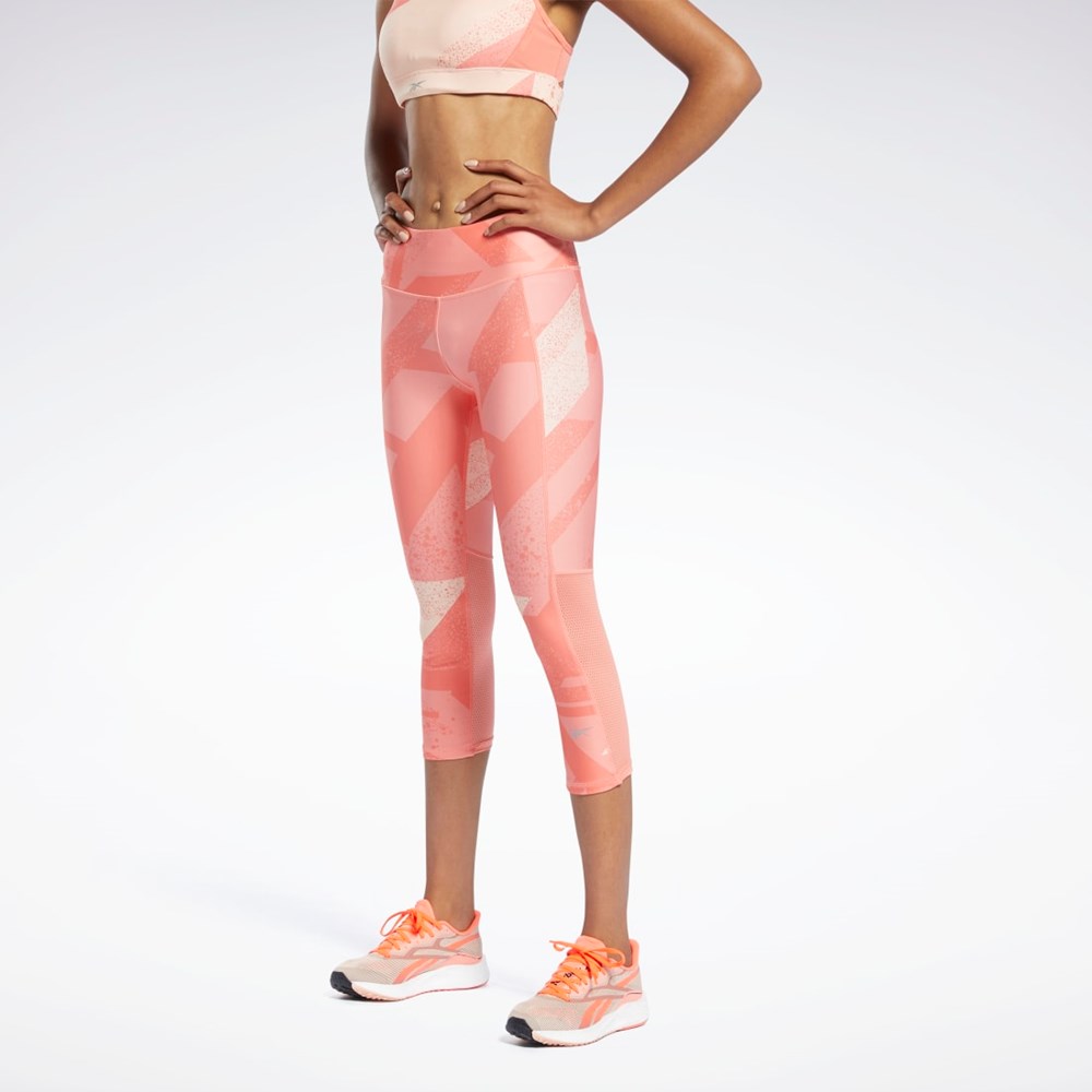 Reebok Run Essentials Allover Print 3/4 Leggings Koralowe | AEVX-18950