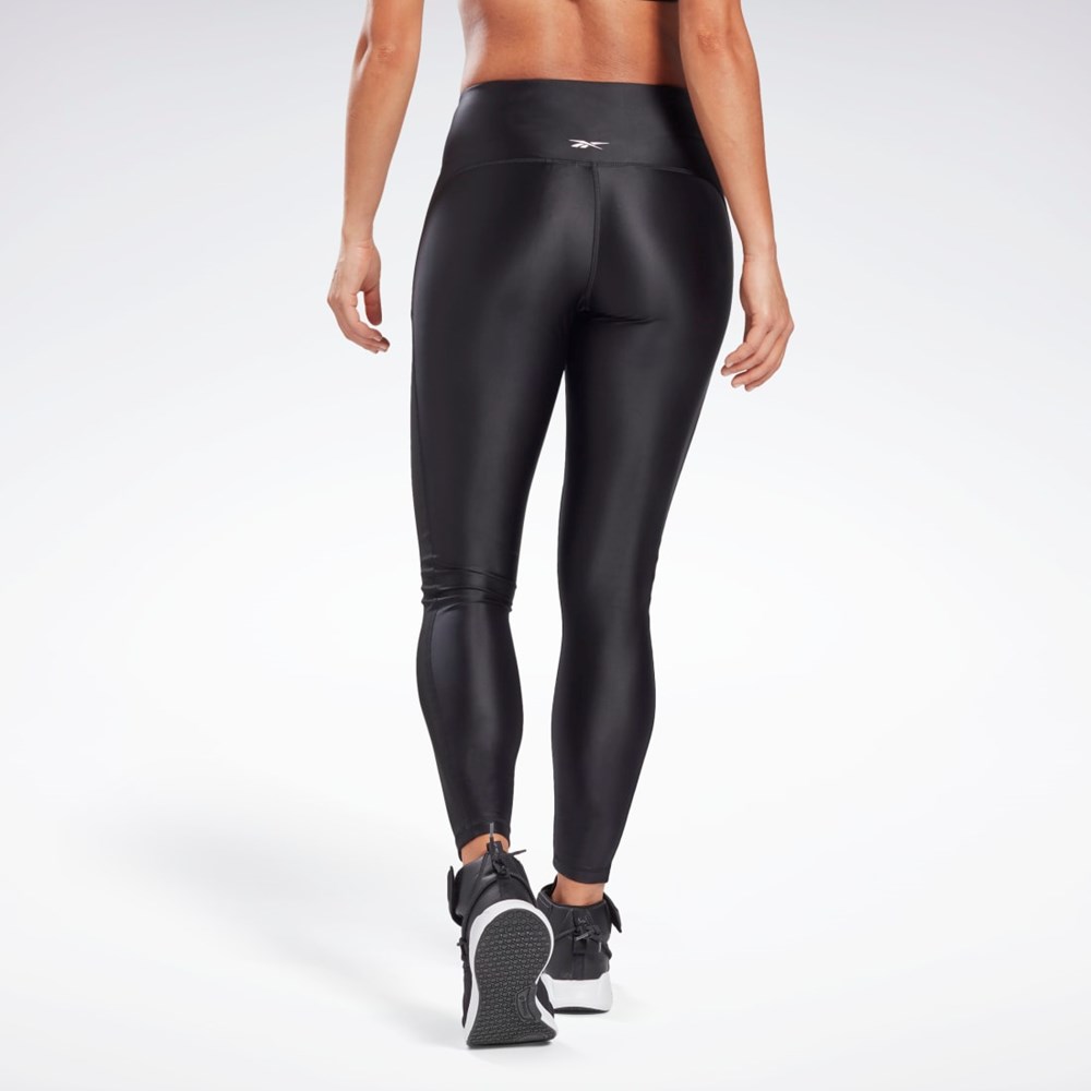 Reebok Shiny High-Rise Leggings Czarne | VZQP-82169