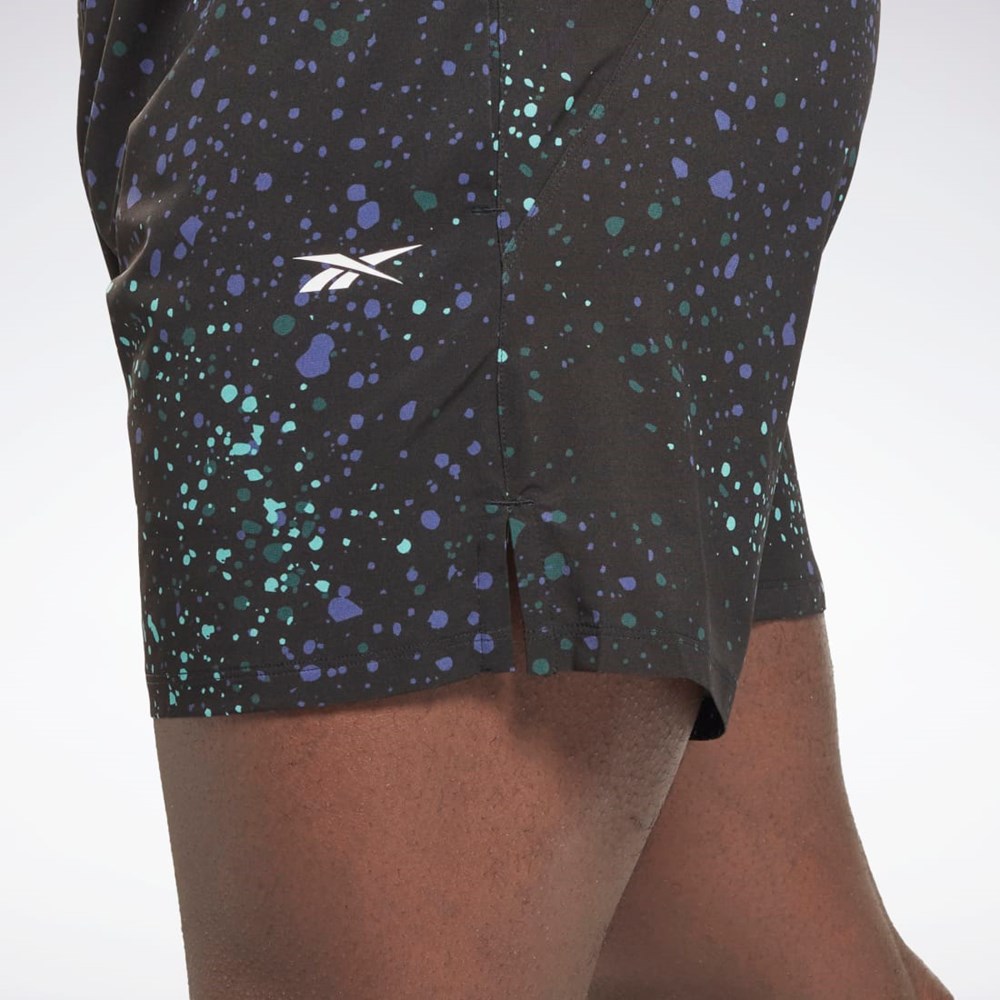 Reebok Strength Allover Print Shorts Czarne | WAOQ-45726