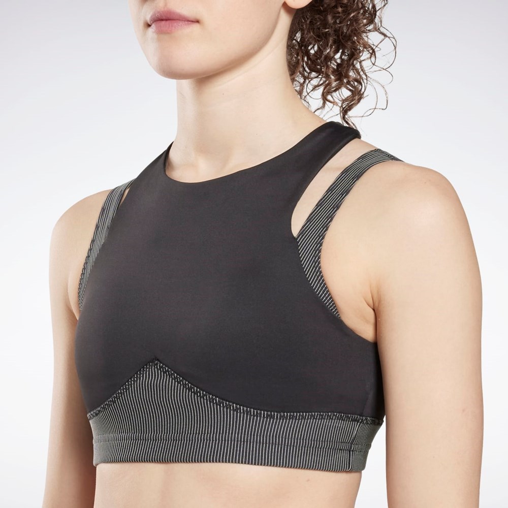 Reebok Studio Layered Bra Top Czarne | ZWAU-15230