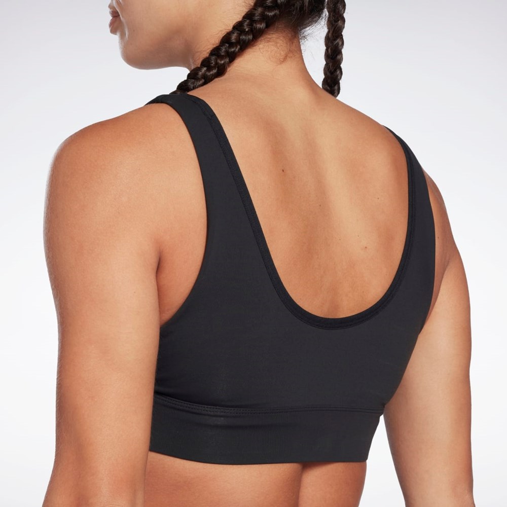 Reebok Studio Reebok Stripped Minimalist Bra Czarne | FUKP-63592