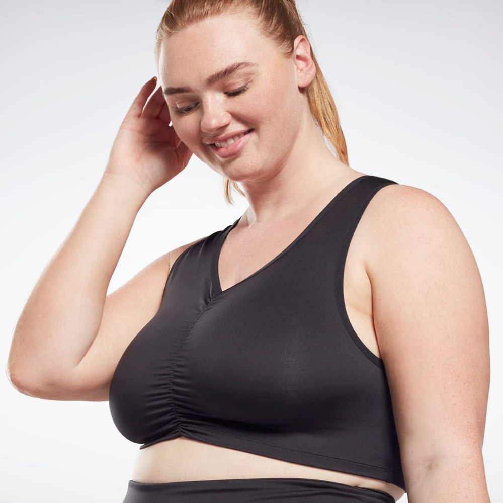 Reebok Studio Ruched Cropped Tank Top (Plus Size) Czarne | LKMZ-84321