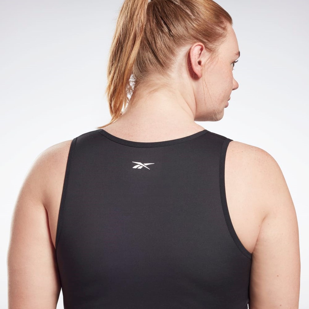 Reebok Studio Ruched Cropped Tank Top (Plus Size) Czarne | LKMZ-84321