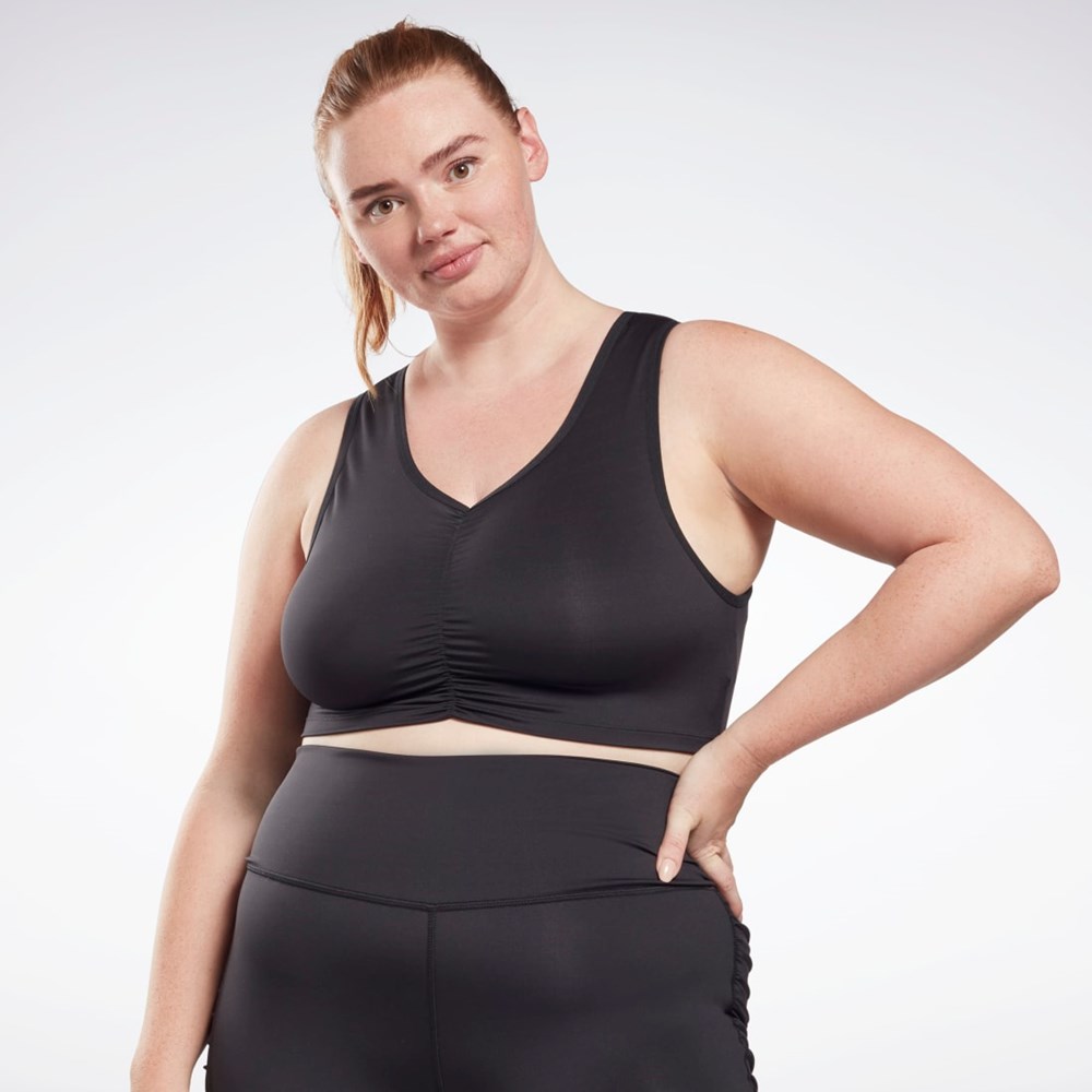 Reebok Studio Ruched Cropped Tank Top (Plus Size) Czarne | LKMZ-84321