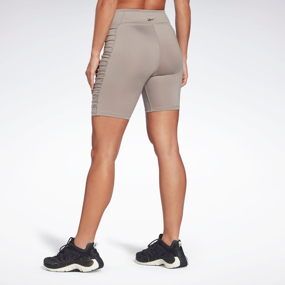 Reebok Studio Ruched High Rise Legging Shorts Szare | AXRK-76405