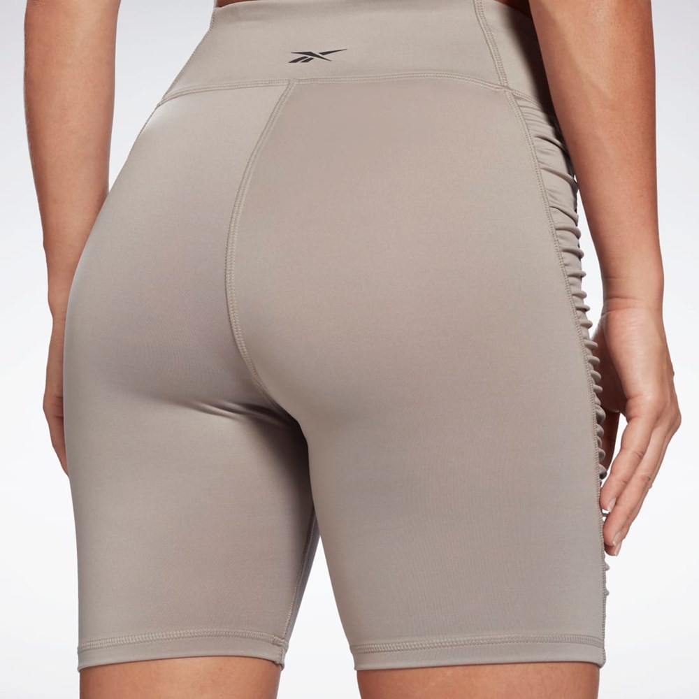 Reebok Studio Ruched High Rise Legging Shorts Szare | AXRK-76405