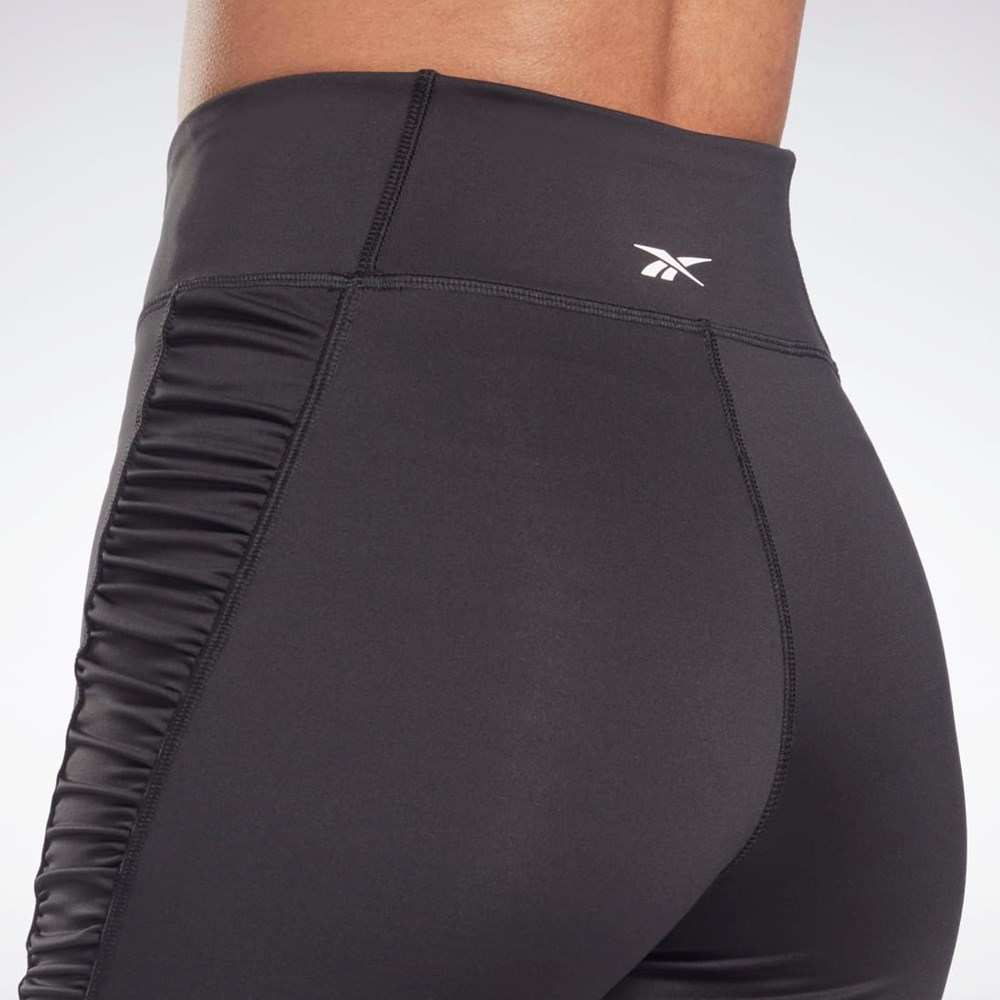 Reebok Studio Ruched High Rise Legging Shorts Czarne | WUAT-41078