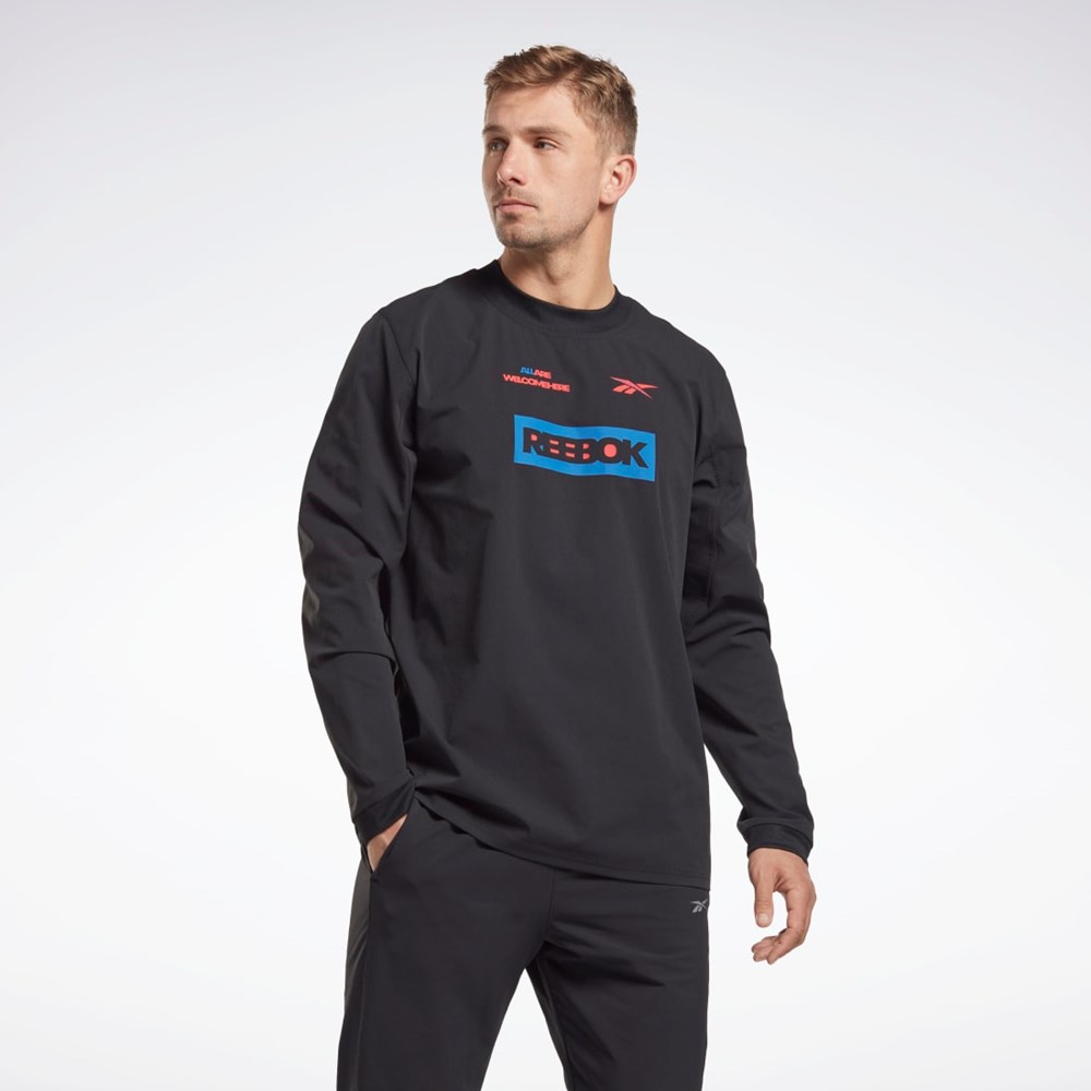 Reebok THERMOWARM+GRAPHENE Long Sleeve Warstwa Pośrednia T-Shirt Czarne | HJCS-16382