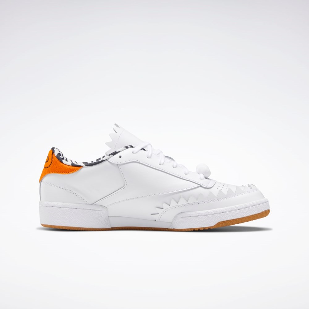 Reebok THE FLINTSTONES Club C Shoes Białe Czarne Pomarańczowe | OTHV-04736