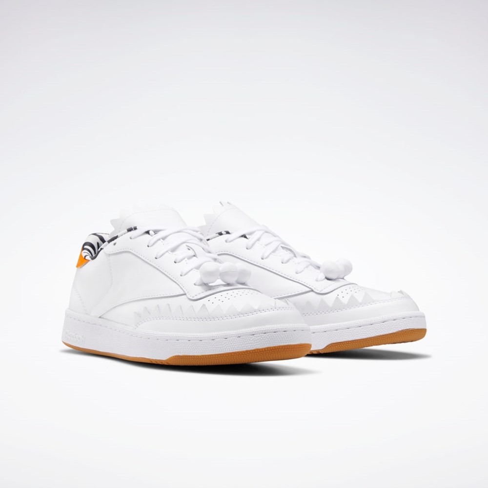 Reebok THE FLINTSTONES Club C Shoes Białe Czarne Pomarańczowe | OTHV-04736