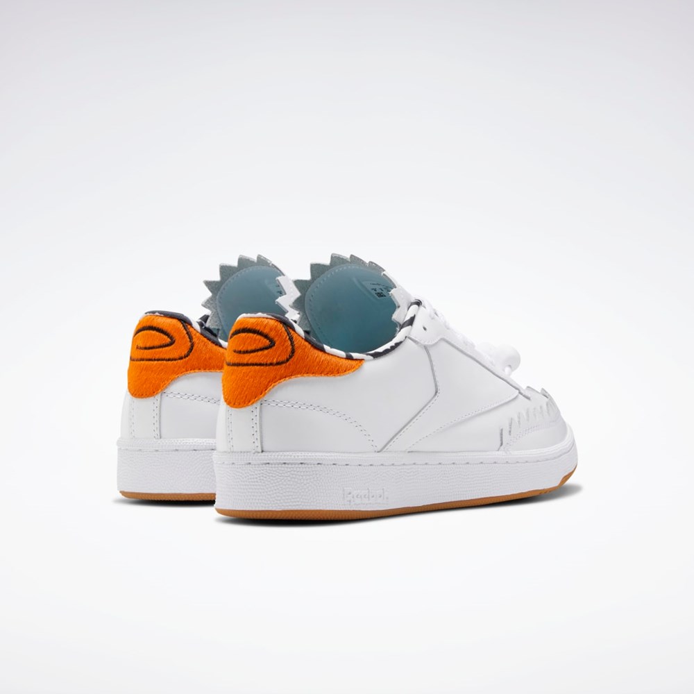 Reebok THE FLINTSTONES Club C Shoes Białe Czarne Pomarańczowe | OTHV-04736