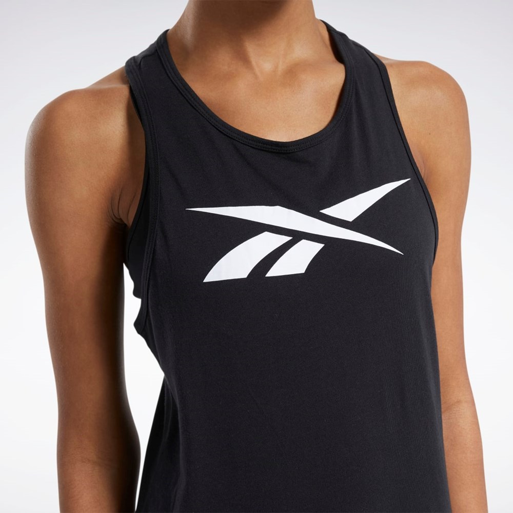 Reebok Treningowe Essentials Grafiką Tank Top Czarne | IWMS-53217