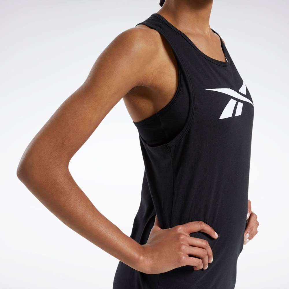 Reebok Treningowe Essentials Grafiką Tank Top Czarne | IWMS-53217