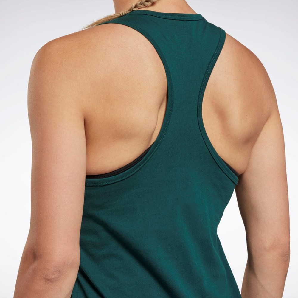 Reebok Treningowe Essentials Grafiką Tank Top Zielone | KZUV-38507