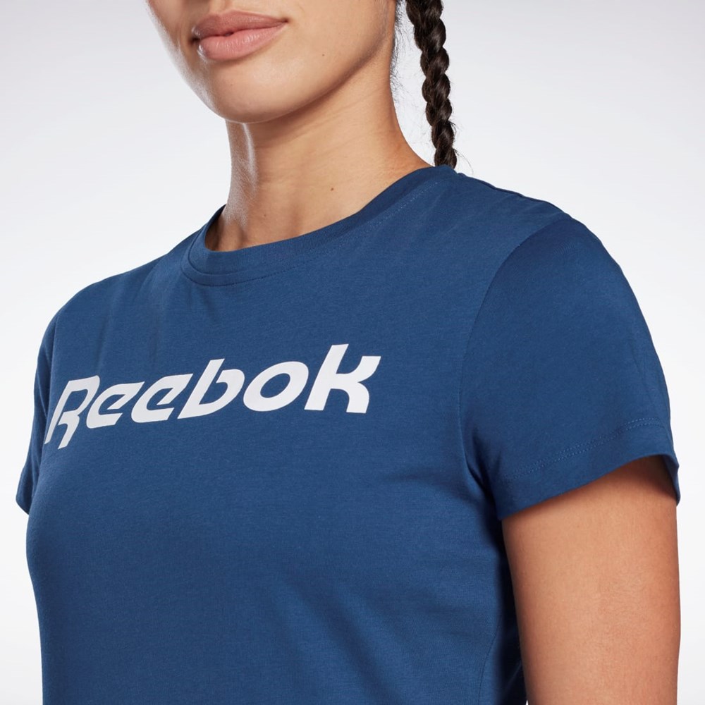 Reebok Treningowe Essentials Grafiką Tee Niebieskie | VBCY-17695