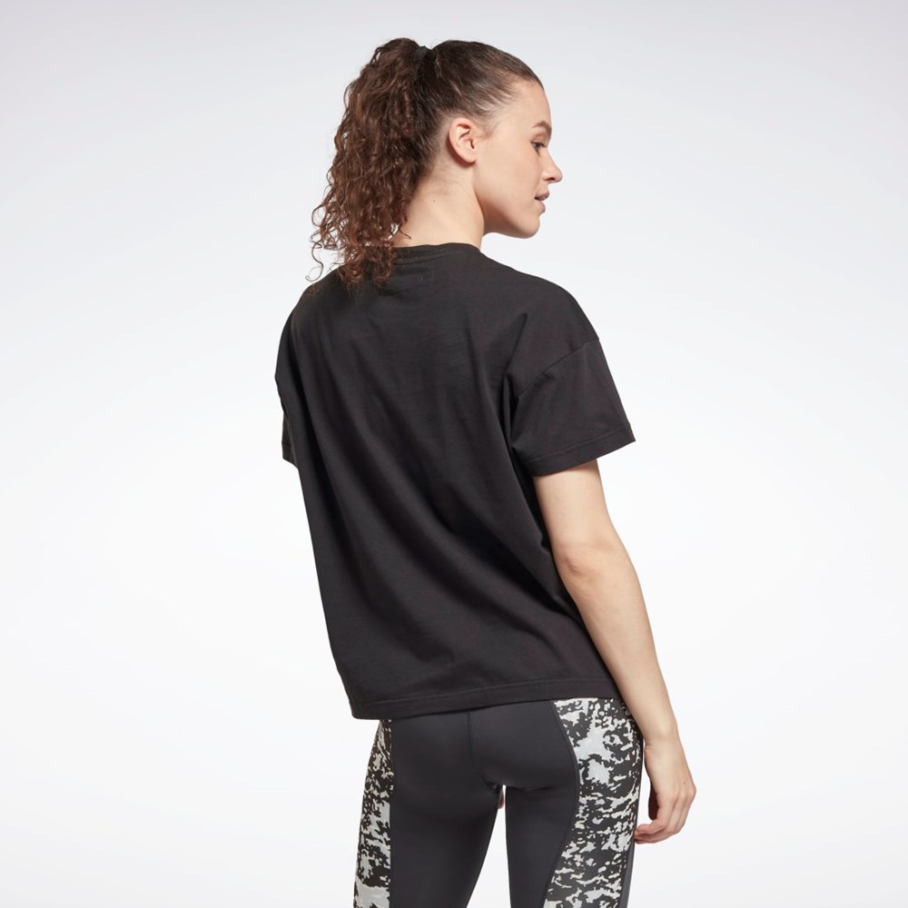 Reebok Treningowe Essentials Modern Safari Grafiką Tee Czarne | DNVR-58146