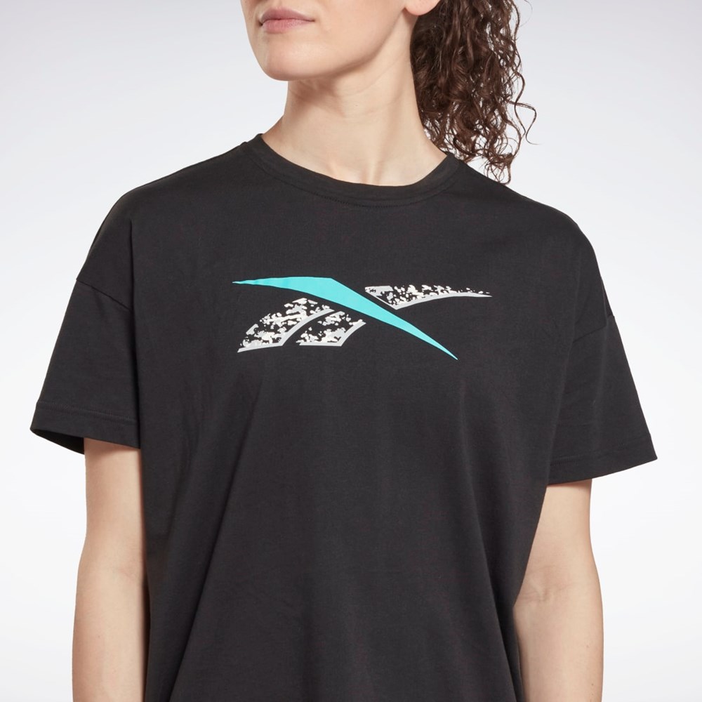 Reebok Treningowe Essentials Modern Safari Grafiką Tee Czarne | DNVR-58146