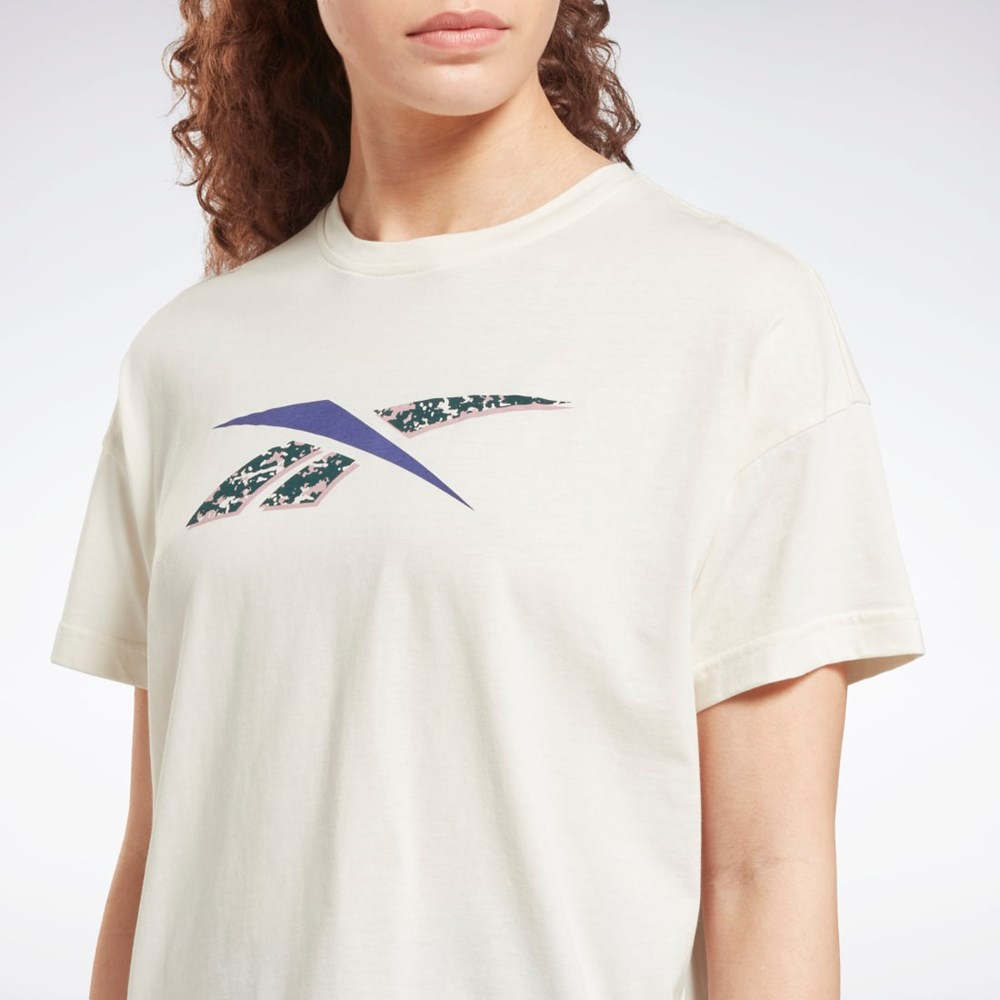 Reebok Treningowe Essentials Modern Safari Grafiką Tee Białe | ZVMA-74653