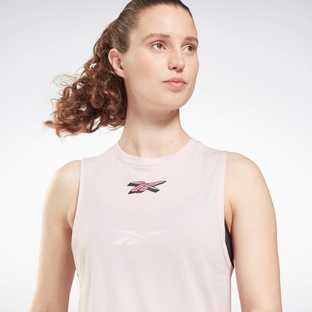 Reebok Treningowe Essentials Muscle Grafiką Tank Top Frost Berry | PSNH-47310