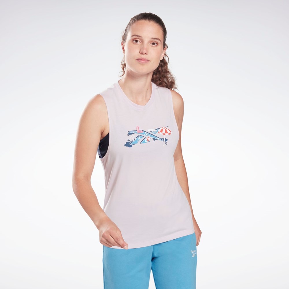 Reebok Treningowe Essentials Muscle Tank Top Quartz Glow | MGHE-81056