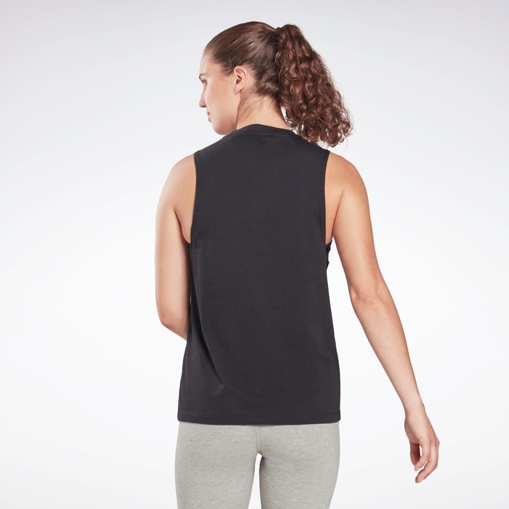 Reebok Treningowe Essentials Muscle Tank Top Czarne | ZHJE-92154