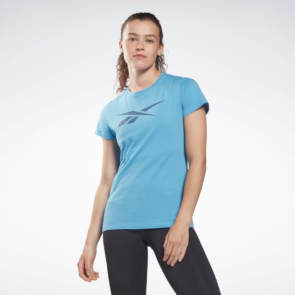 Reebok Treningowe Essentials Vector Grafiką Tee Niebieskie | BXGA-37892