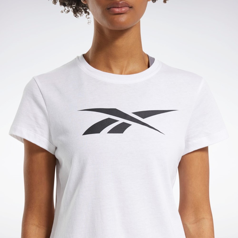 Reebok Treningowe Essentials Vector Grafiką Tee Białe | HBFJ-14859