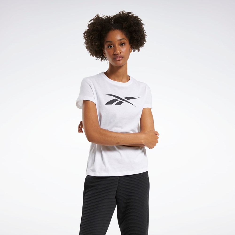 Reebok Treningowe Essentials Vector Grafiką Tee Białe | HBFJ-14859