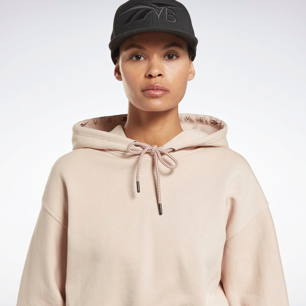 Reebok Victoria Beckham Crop Logo Hoodie Soft Ecru | KMBG-37218