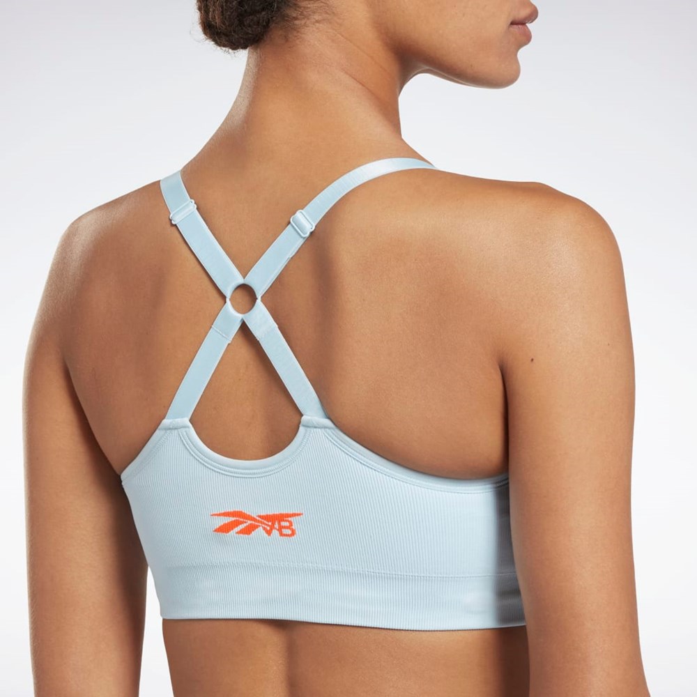 Reebok Victoria Beckham Light-Impact Seamless Bra Niebieskie | AHWO-67419