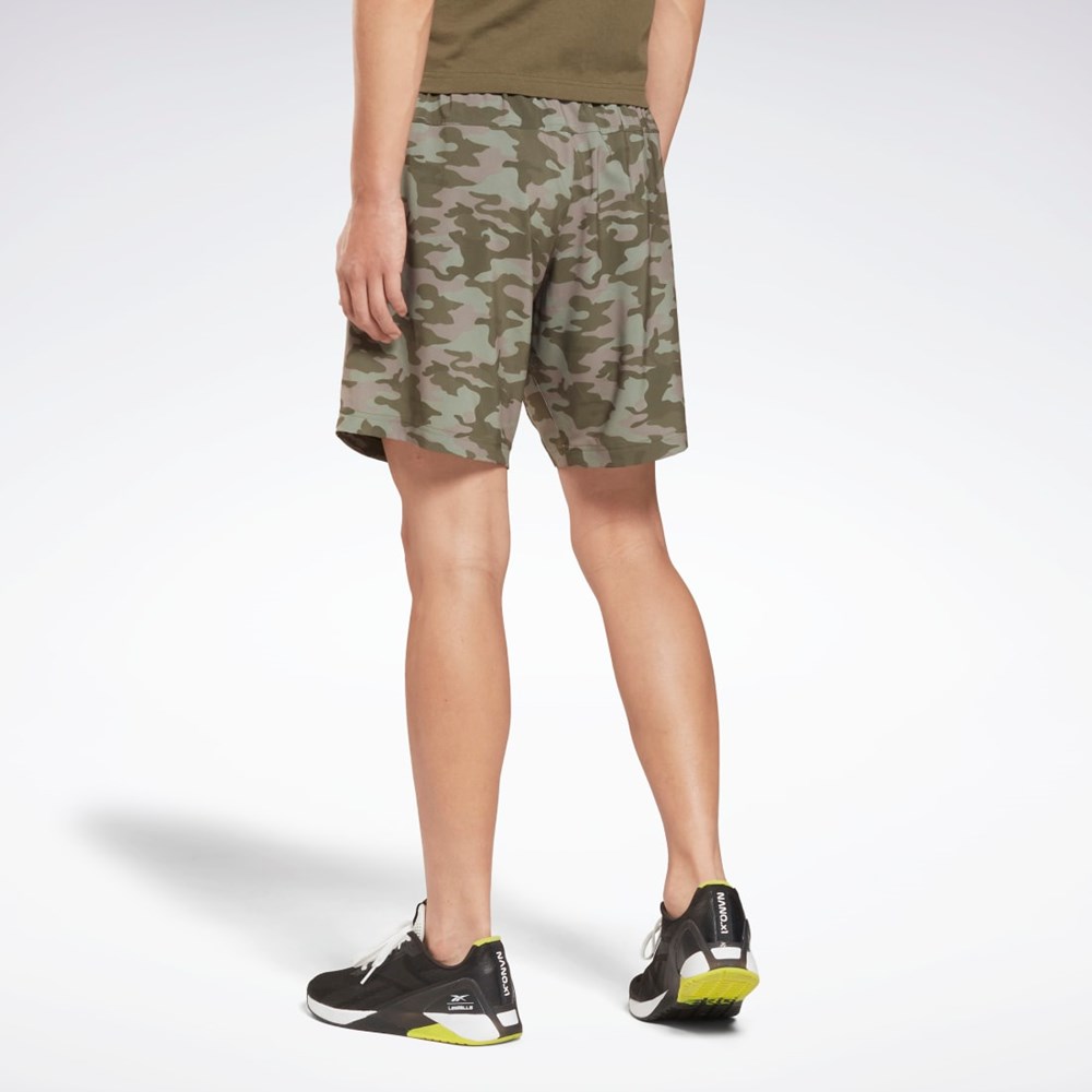 Reebok Workout Ready Camo Grafiką Shorts Zielone | KJAX-30129