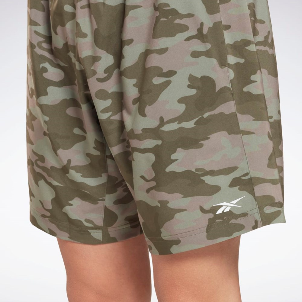 Reebok Workout Ready Camo Grafiką Shorts Zielone | KJAX-30129