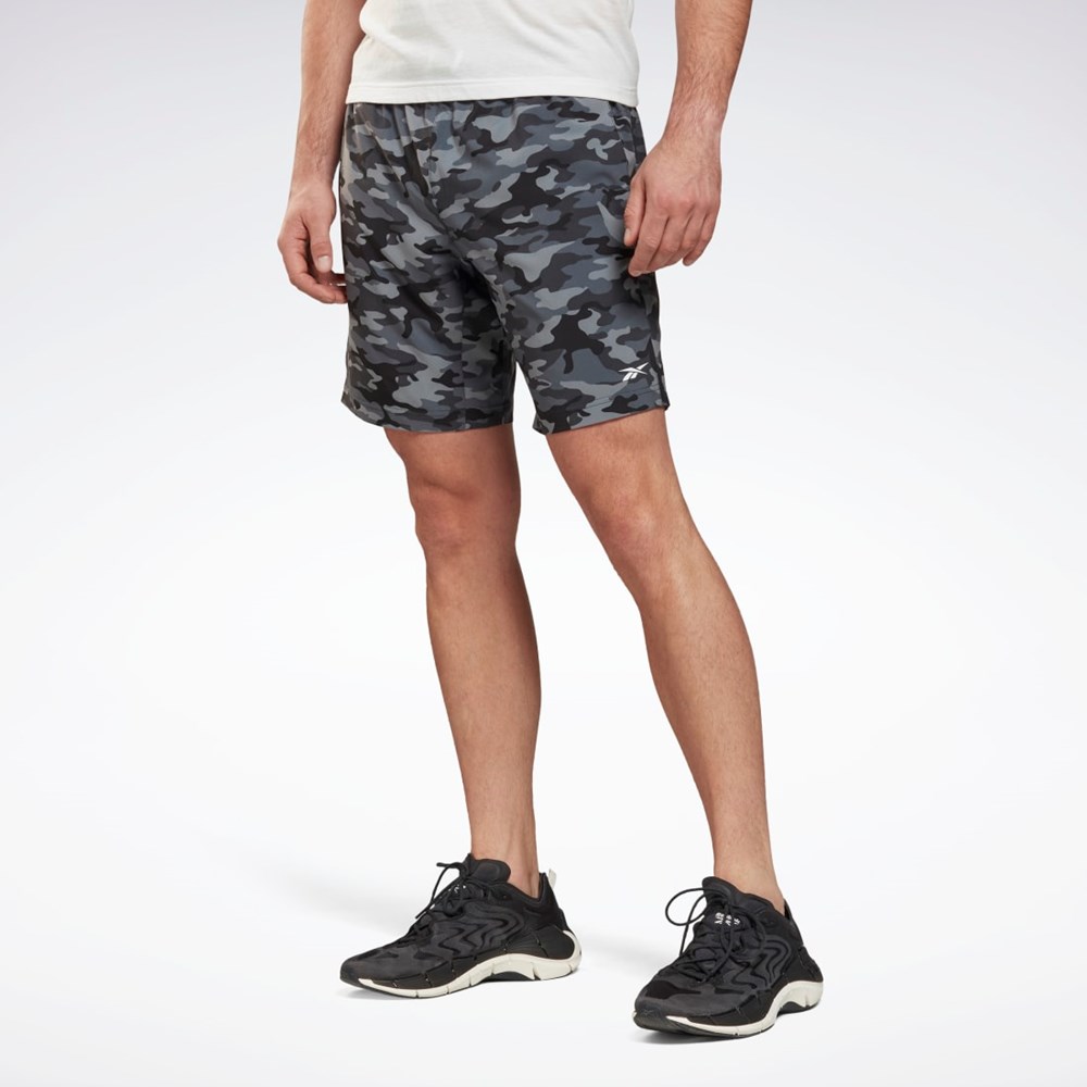 Reebok Workout Ready Camo Grafiką Shorts Czarne | RGBH-45806