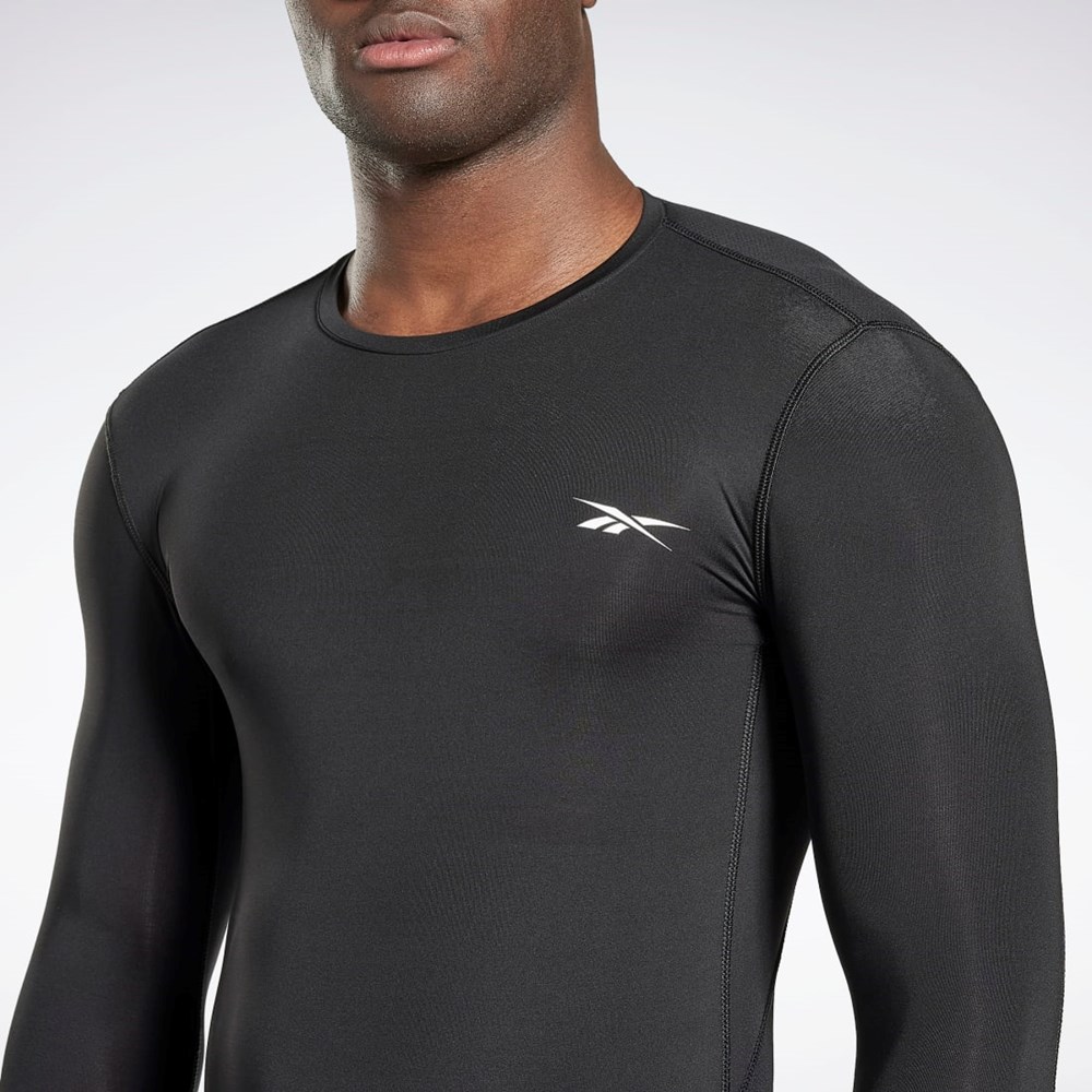 Reebok Workout Ready Compression Long Sleeve Shirt Czarne | FRXS-54291