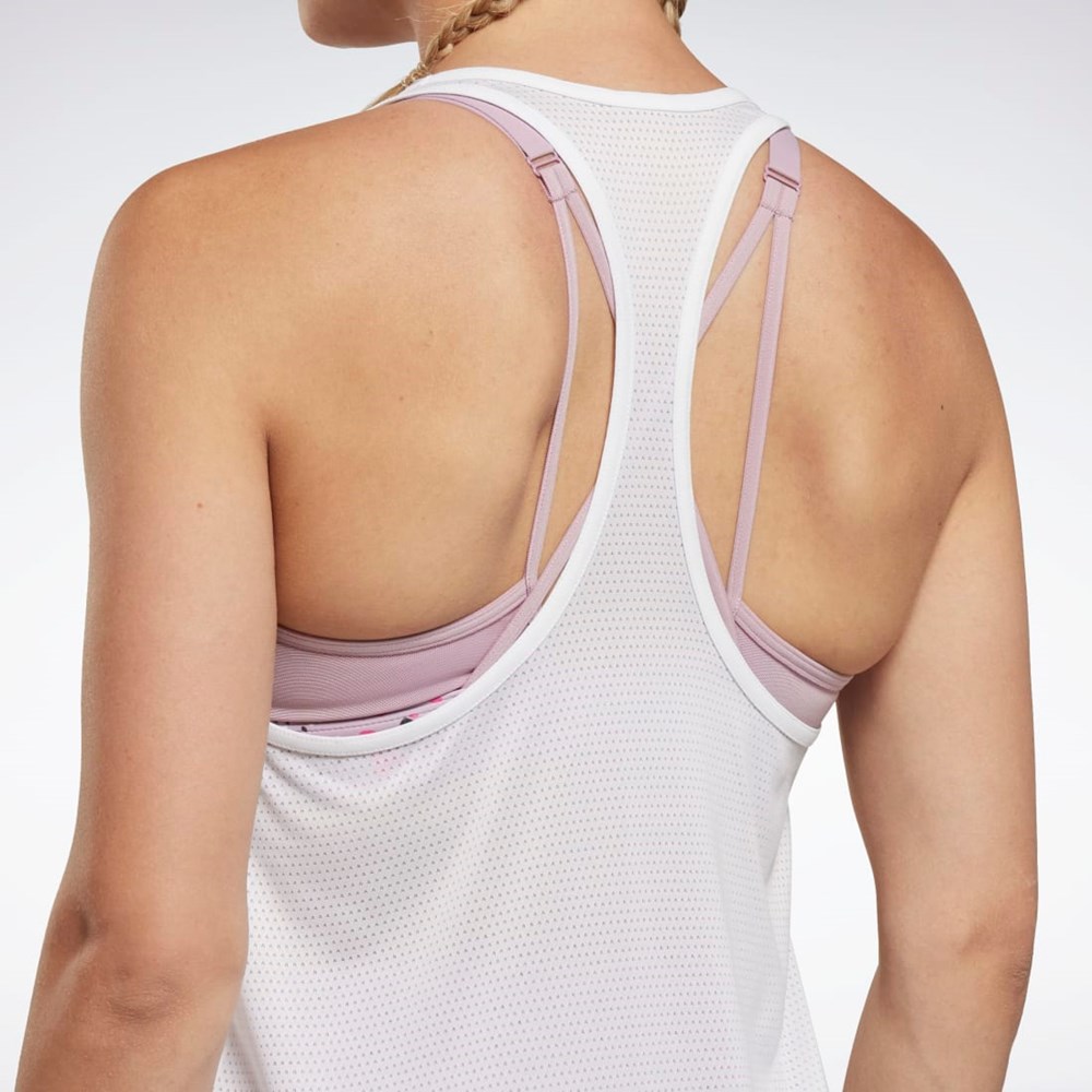 Reebok Workout Ready Mesh Back Tank Top Białe | HKOT-95726