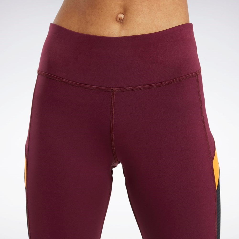 Reebok Workout Ready Mesh Capri Tights Bordowe | FBKI-51203