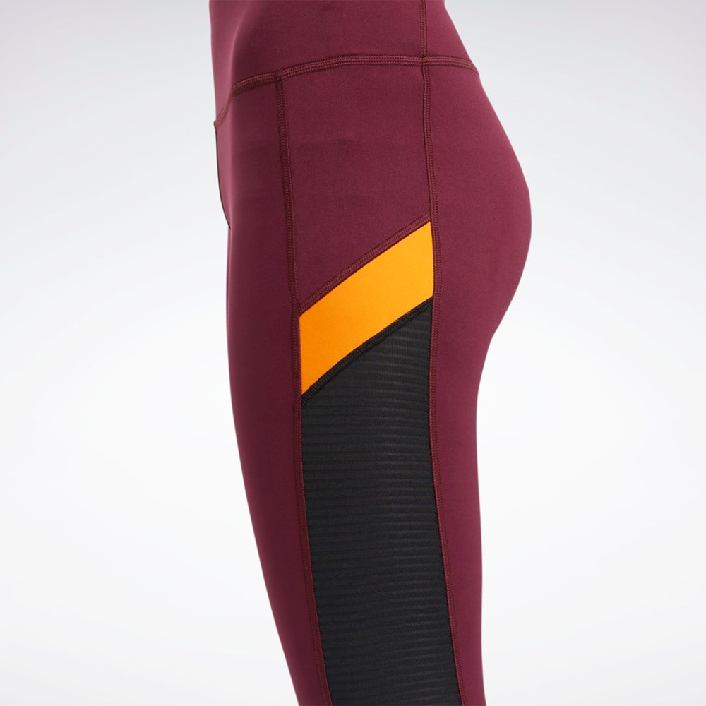 Reebok Workout Ready Mesh Capri Tights Bordowe | FBKI-51203