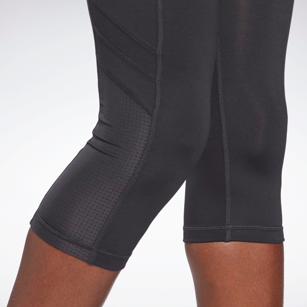 Reebok Workout Ready Mesh Capri Tights Czarne | LHNO-29310