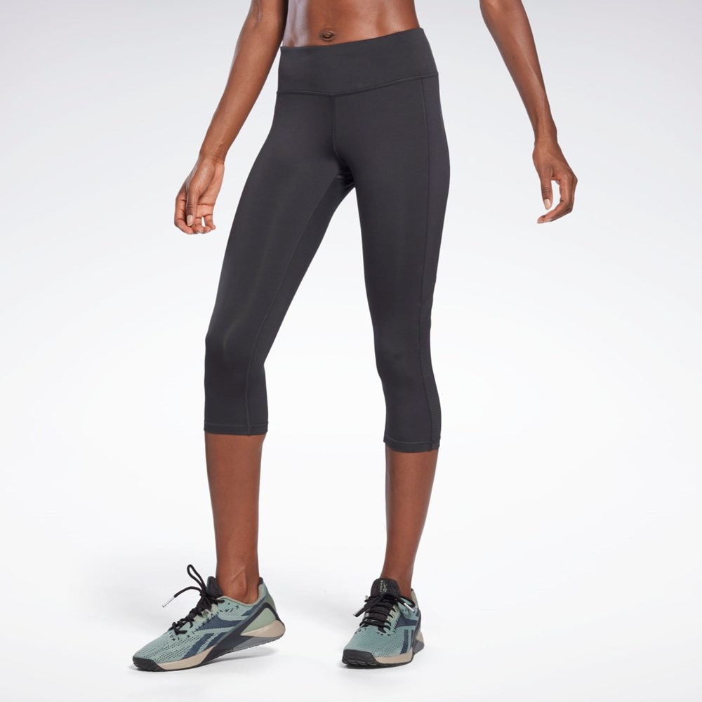 Reebok Workout Ready Mesh Capri Tights Czarne | LHNO-29310