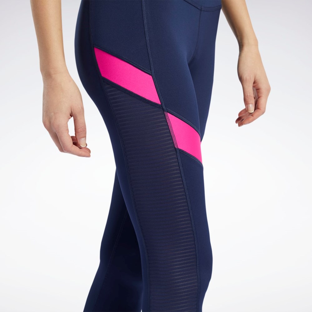 Reebok Workout Ready Mesh Leggings Granatowe | IQKN-89703