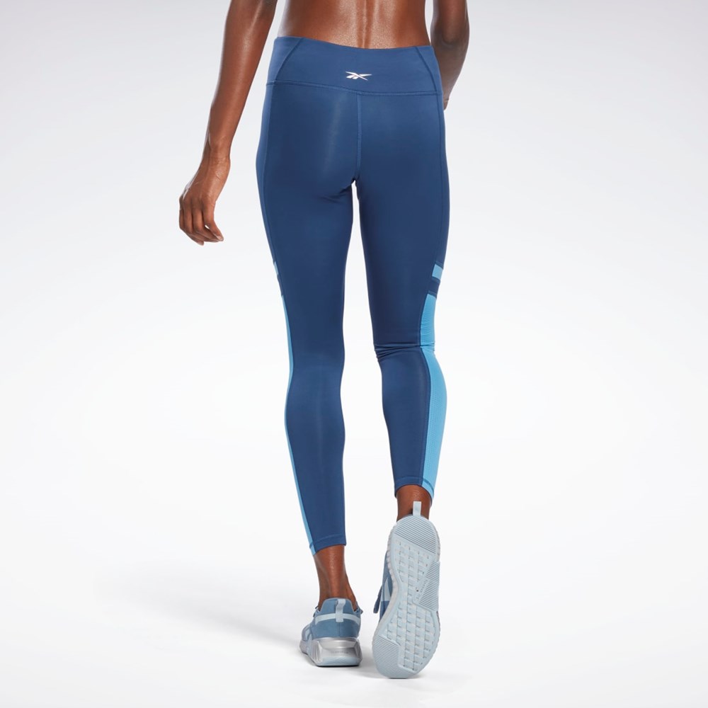 Reebok Workout Ready Mesh Leggings Niebieskie | WAQK-85901