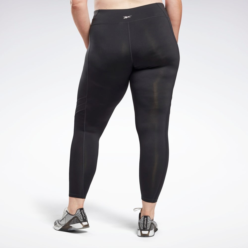 Reebok Workout Ready Mesh Leggings (Plus Size) Czarne | RZIX-02513