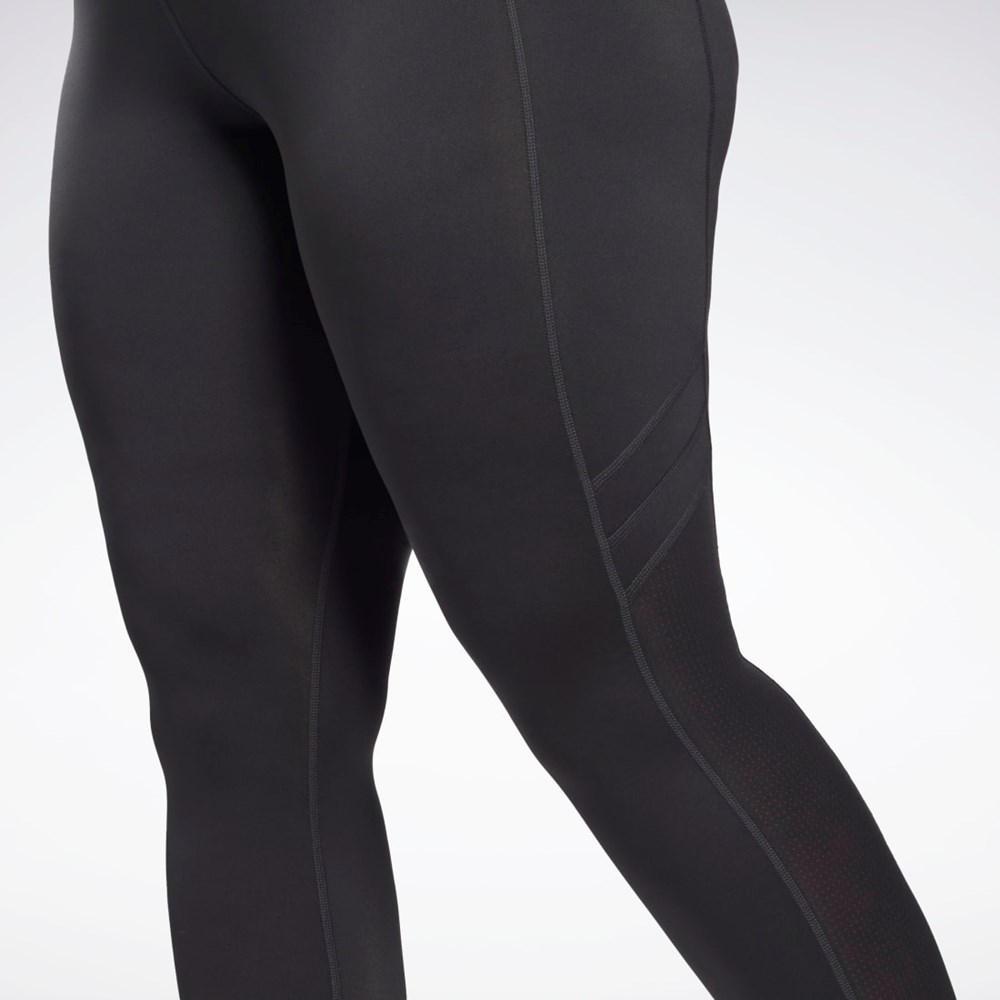 Reebok Workout Ready Mesh Leggings (Plus Size) Czarne | RZIX-02513